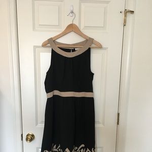 Loft Sleeveless Black and Tan Dress